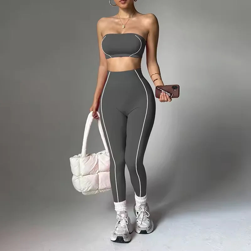 Women's Plus Size 2-Piece Yoga Set – Seamless Bra & High Waist Leggings | Pilates Activewear