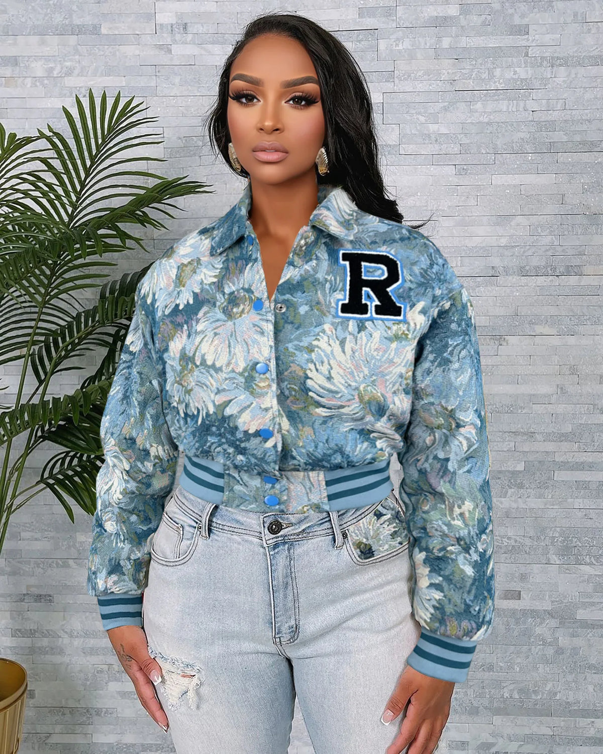 Women's Vintage Digital Print Poncho Jacket – Loose Mandarin Collar