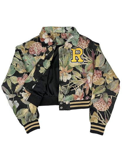 Women's Vintage Digital Print Poncho Jacket – Loose Mandarin Collar