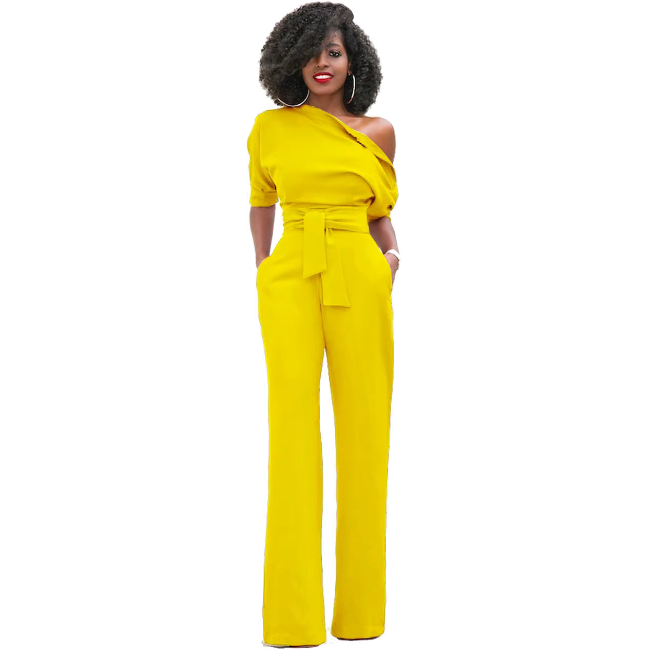 Women's Casual Asymmetrical Jumpsuit – Short Sleeve Loose One-Piece