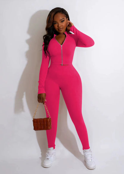 Women's 2-Piece Tracksuit Set – Long Sleeve Top & Skinny Pants