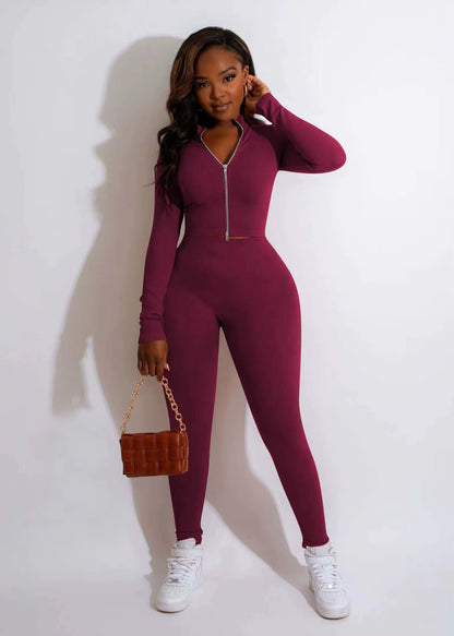 Women's 2-Piece Tracksuit Set – Long Sleeve Top & Skinny Pants
