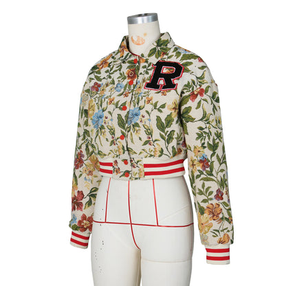 Women's Vintage Digital Print Poncho Jacket – Loose Mandarin Collar