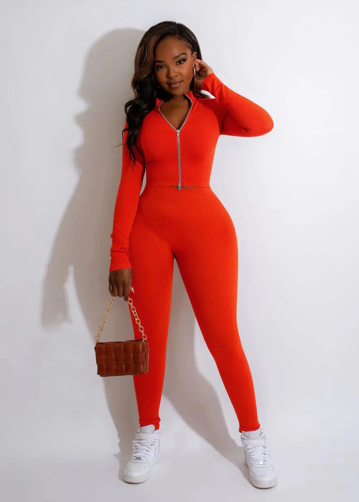Women's 2-Piece Tracksuit Set – Long Sleeve Top & Skinny Pants