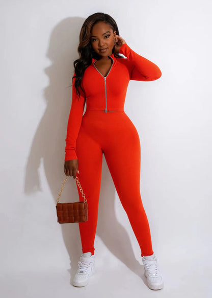 Women's 2-Piece Tracksuit Set – Long Sleeve Top & Skinny Pants