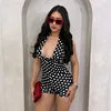 Women's Polka Dot Halter Jumpsuit – Backless Skinny Romper for Summer