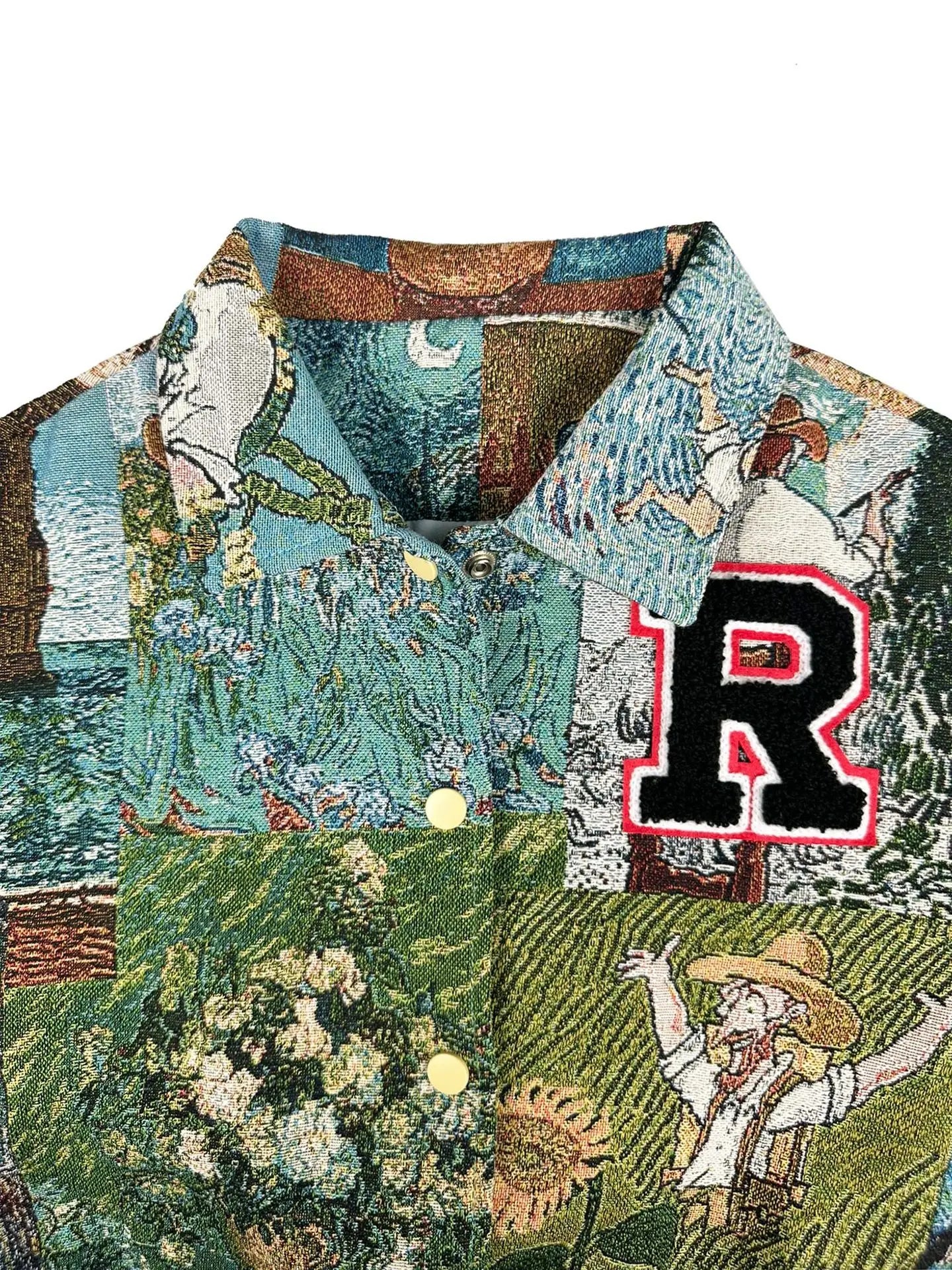 Women's Vintage Digital Print Poncho Jacket – Loose Mandarin Collar