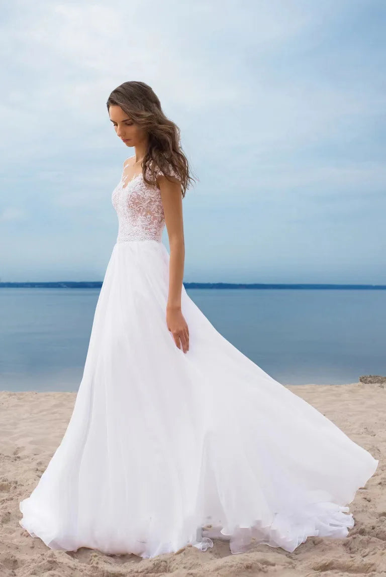 Women's Lace Chiffon Evening Dress – Off-Shoulder Slit Floor-Length Gown