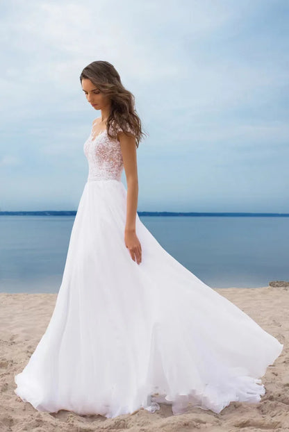 Women's Lace Chiffon Evening Dress – Off-Shoulder Slit Floor-Length Gown