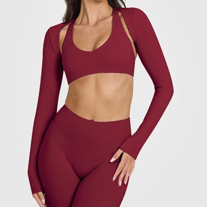 Women's Long Sleeve Compression Crop Top – Lightweight Nylon Spandex Gym & Yoga Shirt