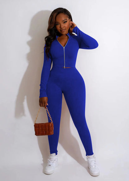 Women's 2-Piece Tracksuit Set – Long Sleeve Top & Skinny Pants