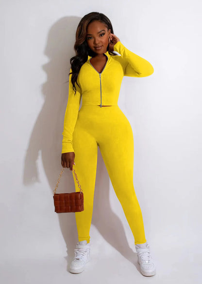 Women's 2-Piece Tracksuit Set – Long Sleeve Top & Skinny Pants