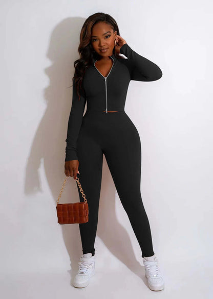 Women's 2-Piece Tracksuit Set – Long Sleeve Top & Skinny Pants
