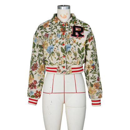 Women's Vintage Digital Print Poncho Jacket – Loose Mandarin Collar