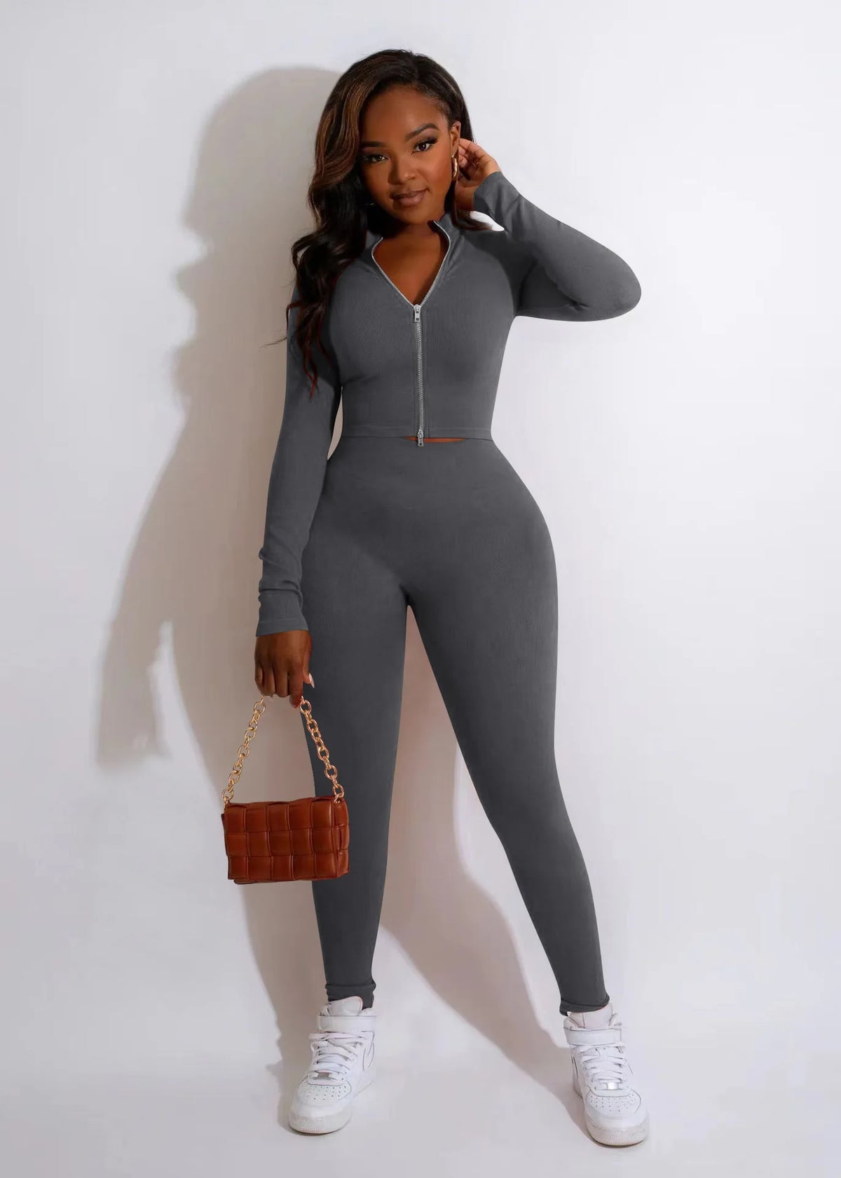 Women's 2-Piece Tracksuit Set – Long Sleeve Top & Skinny Pants