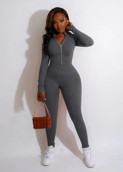 Women's 2-Piece Tracksuit Set – Long Sleeve Top & Skinny Pants