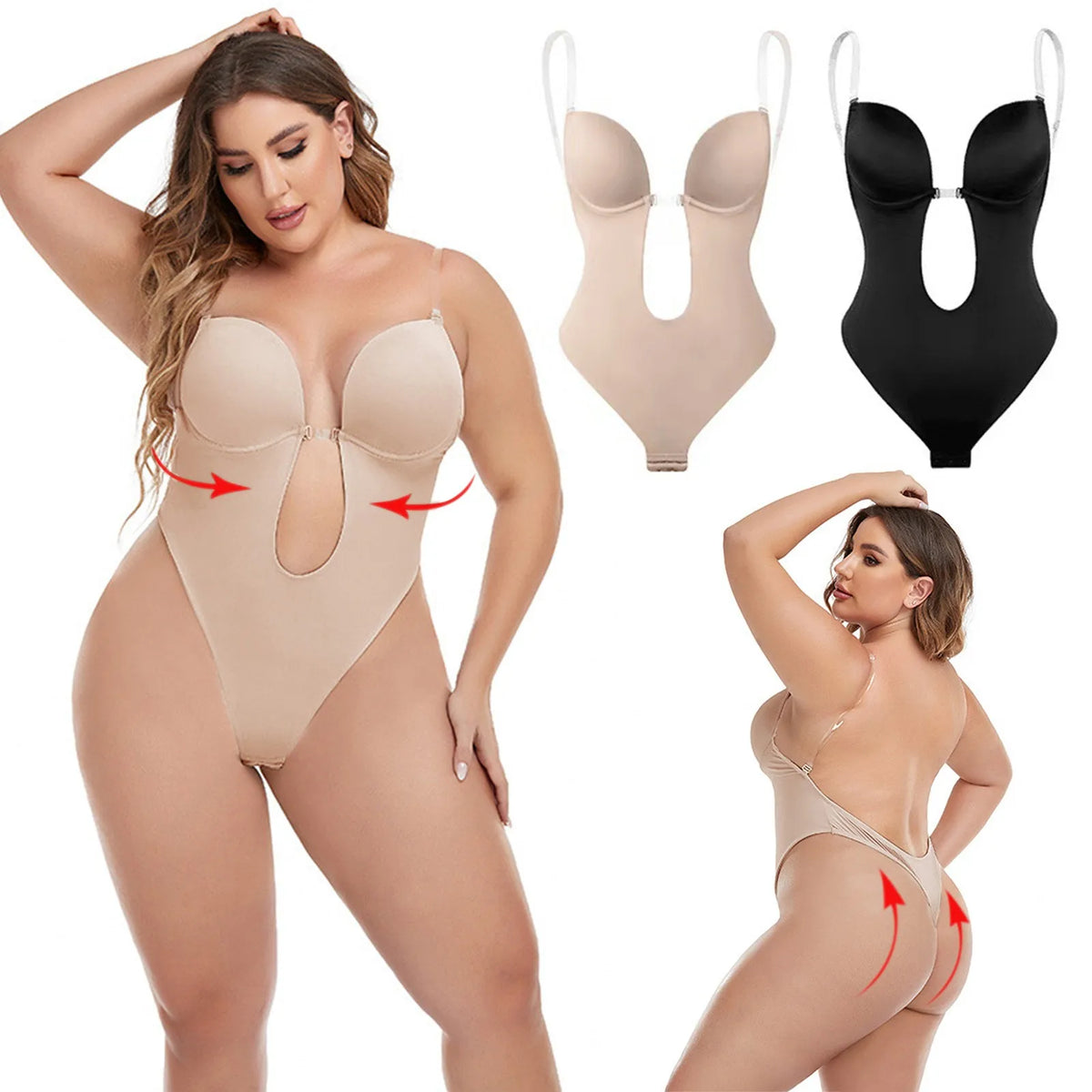 Formivelle Cupless Backless Bodysuit Shaper – Push-Up Underwire