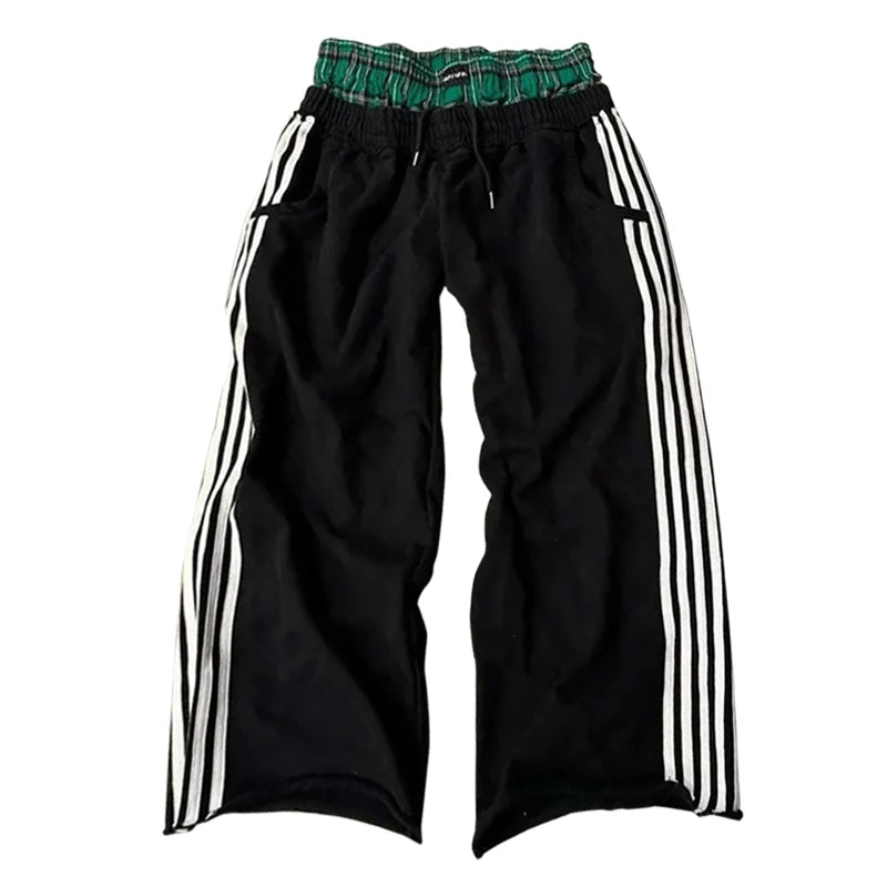 Plaid Patchwork Sweatpants - Unisex