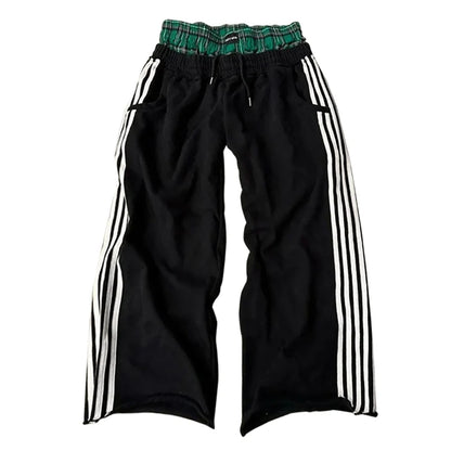 Plaid Patchwork Sweatpants - Unisex