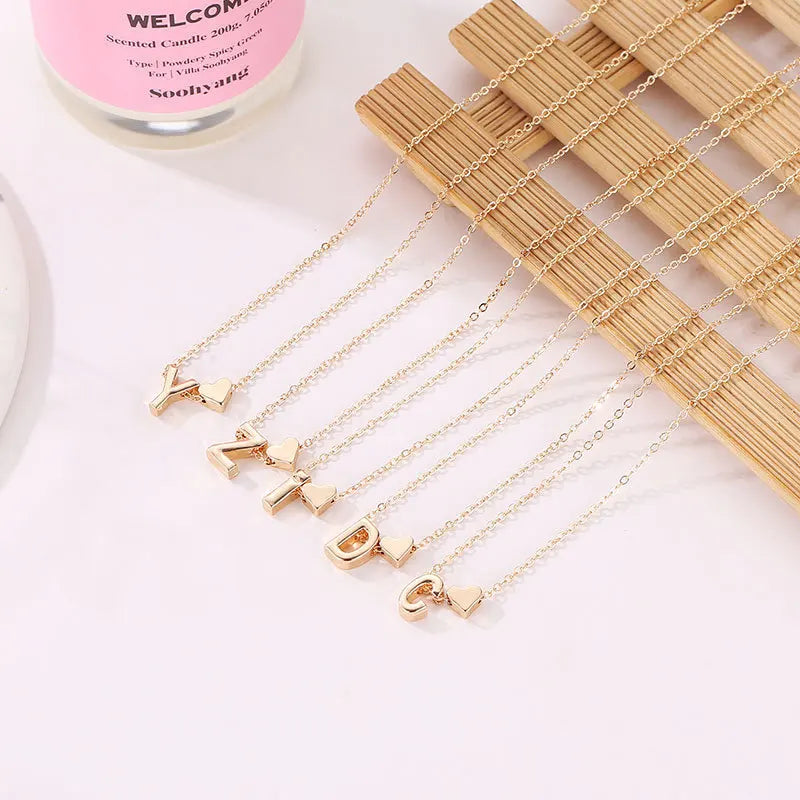 Initial Heart Pendant Necklace & Bracelet