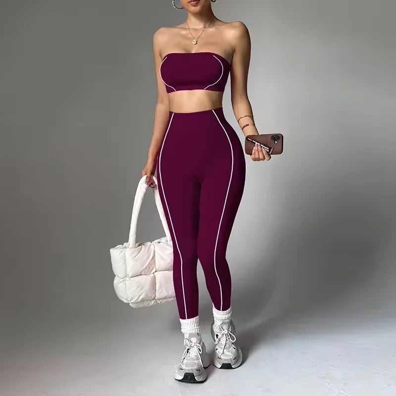 Women's Plus Size 2-Piece Yoga Set – Seamless Bra & High Waist Leggings | Pilates Activewear
