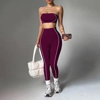 Women's Plus Size 2-Piece Yoga Set – Seamless Bra & High Waist Leggings | Pilates Activewear