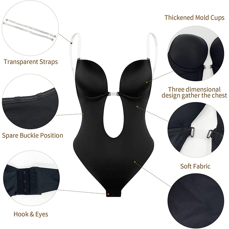 Formivelle Backless Thong Bodysuit Bra