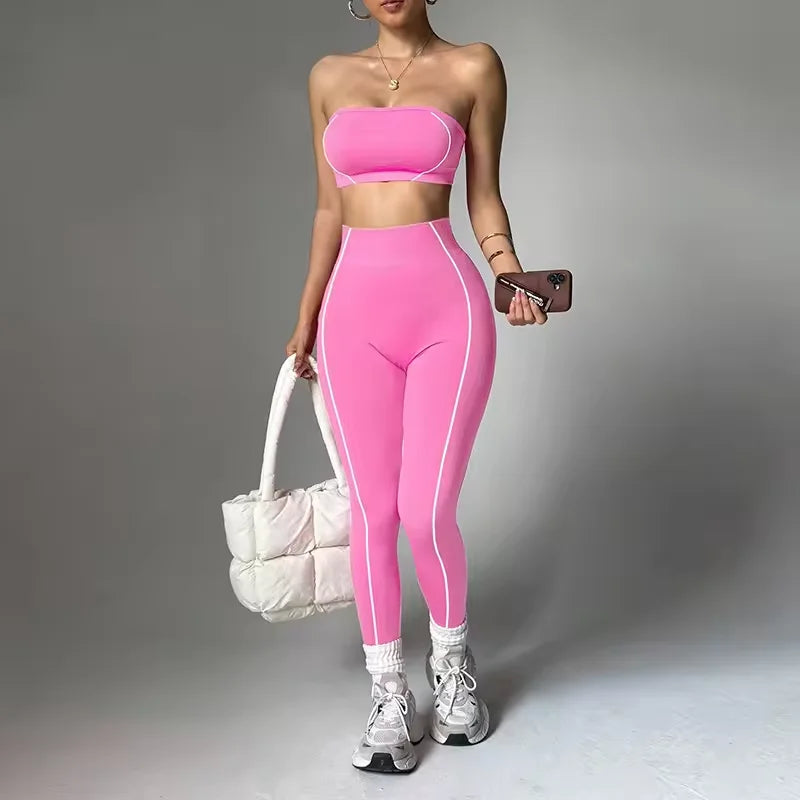 Women's Plus Size 2-Piece Yoga Set – Seamless Bra & High Waist Leggings | Pilates Activewear