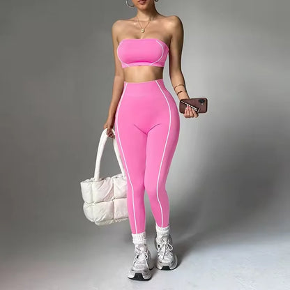 Women's Plus Size 2-Piece Yoga Set – Seamless Bra & High Waist Leggings | Pilates Activewear