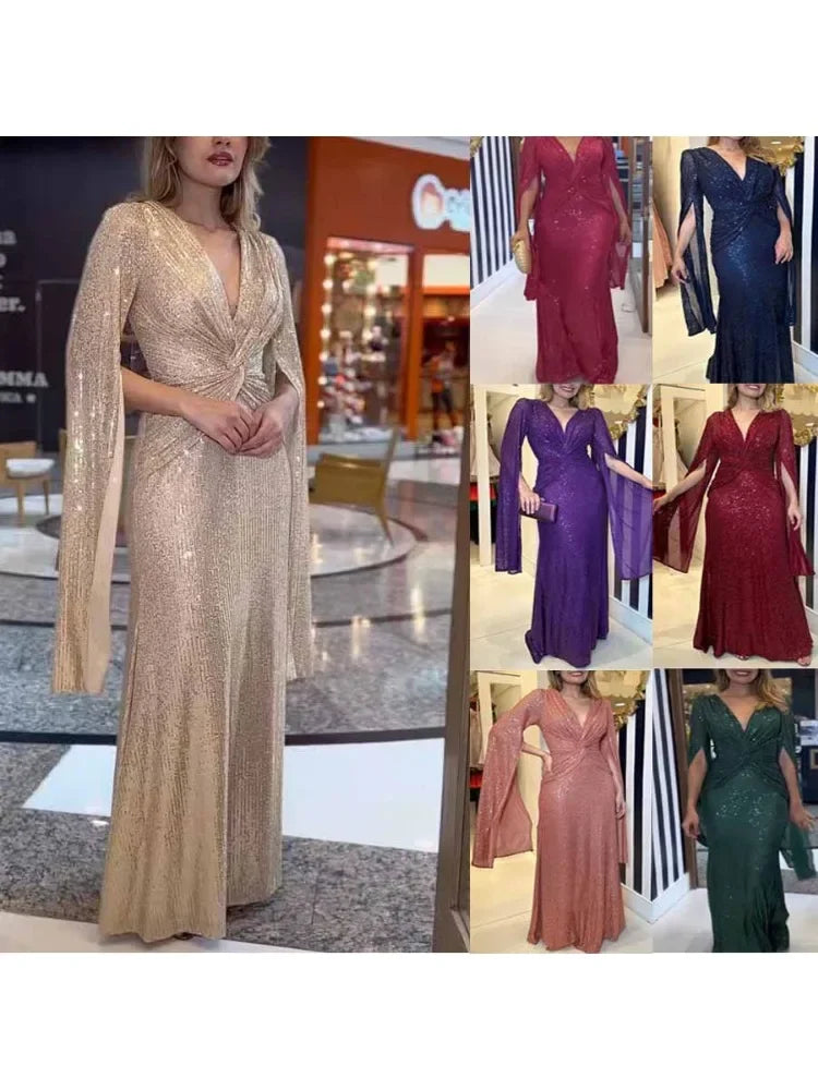 Asymmetrical Sleeves Draped Dress