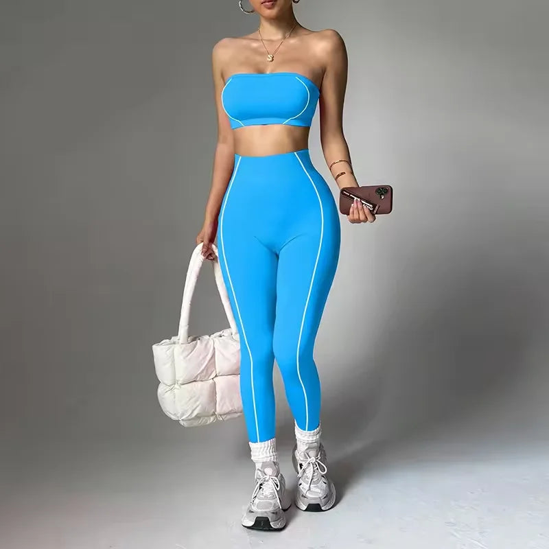 Women's Plus Size 2-Piece Yoga Set – Seamless Bra & High Waist Leggings | Pilates Activewear