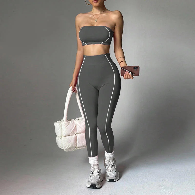 Women's Plus Size 2-Piece Yoga Set – Seamless Bra & High Waist Leggings | Pilates Activewear