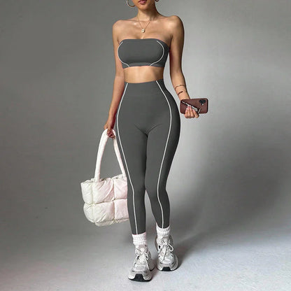 Women's Plus Size 2-Piece Yoga Set – Seamless Bra & High Waist Leggings | Pilates Activewear