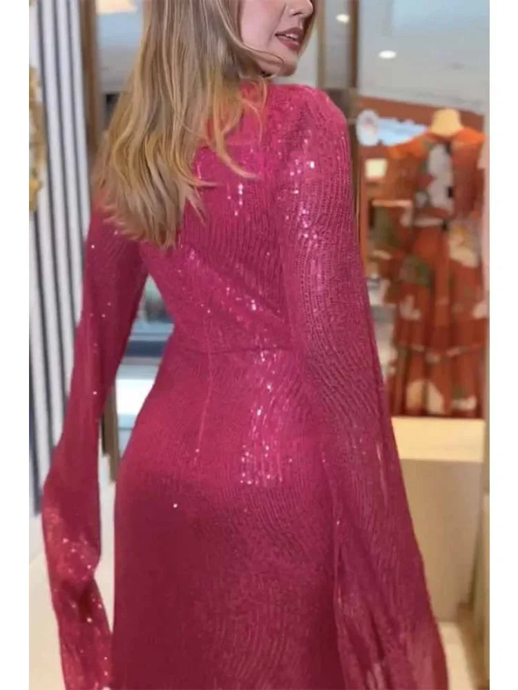 Asymmetrical Sleeves Draped Dress