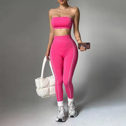 Women's Plus Size 2-Piece Yoga Set – Seamless Bra & High Waist Leggings | Pilates Activewear