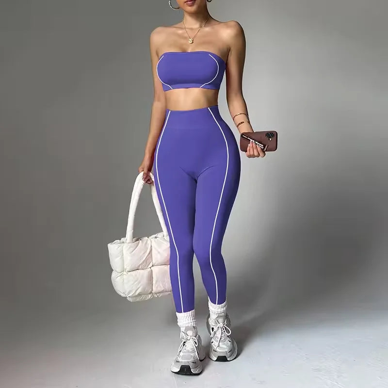 Women's Plus Size 2-Piece Yoga Set – Seamless Bra & High Waist Leggings | Pilates Activewear