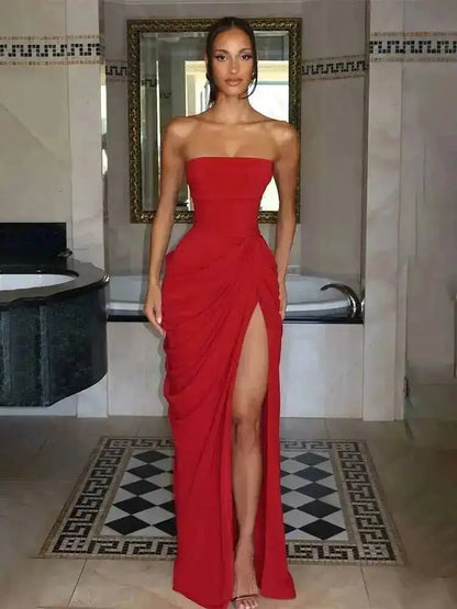 Cyra Maxi Dress - Deep Red