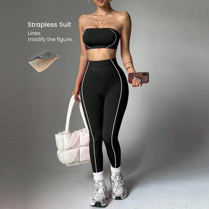 Women's Plus Size 2-Piece Yoga Set – Seamless Bra & High Waist Leggings | Pilates Activewear