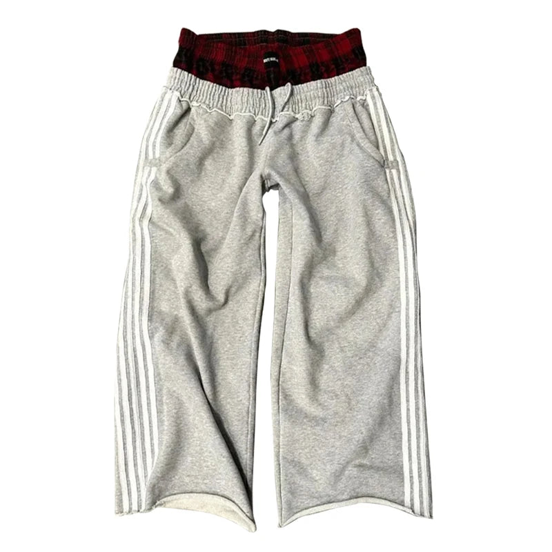 Plaid Patchwork Sweatpants - Unisex