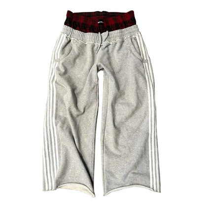 Plaid Patchwork Sweatpants - Unisex