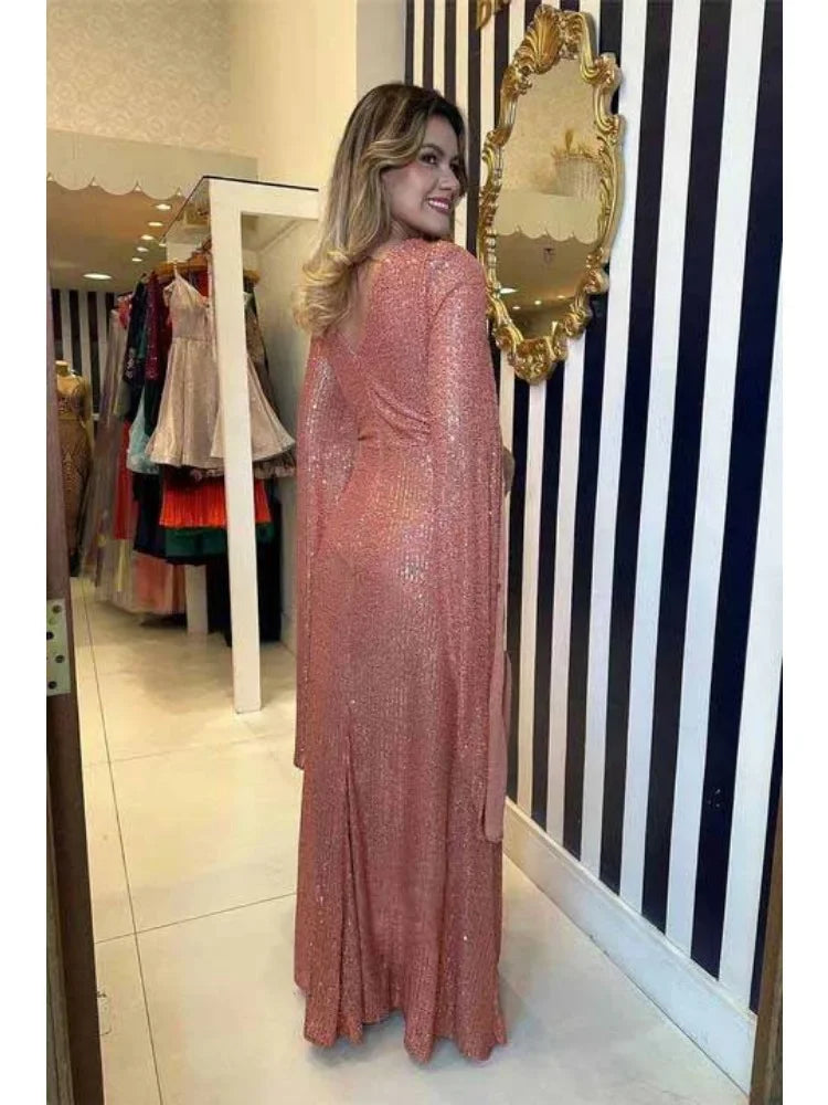 Asymmetrical Sleeves Draped Dress