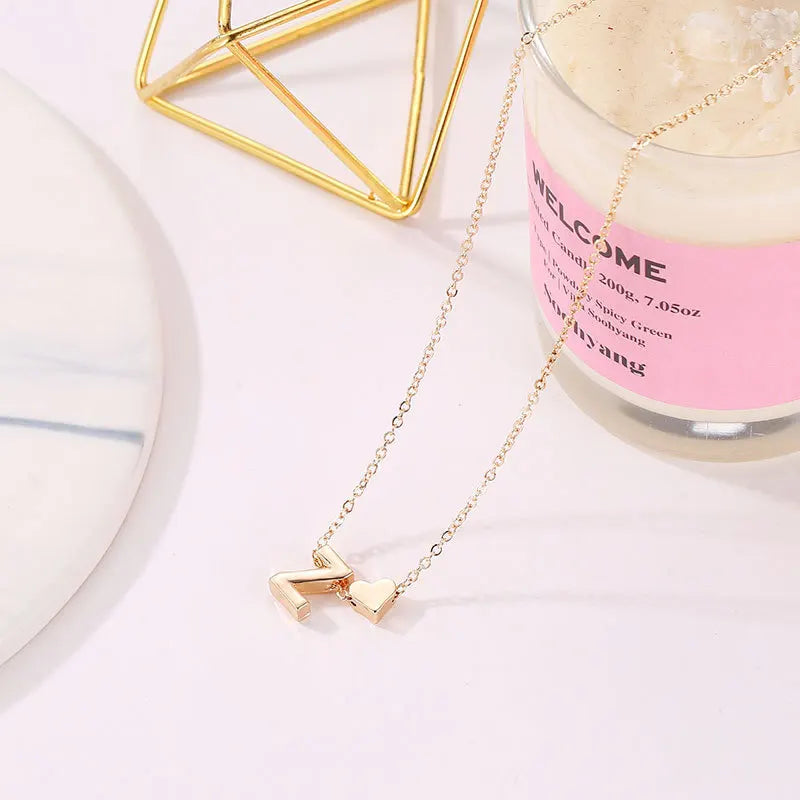 Initial Heart Pendant Necklace & Bracelet