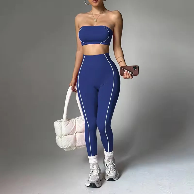 Women's Plus Size 2-Piece Yoga Set – Seamless Bra & High Waist Leggings | Pilates Activewear