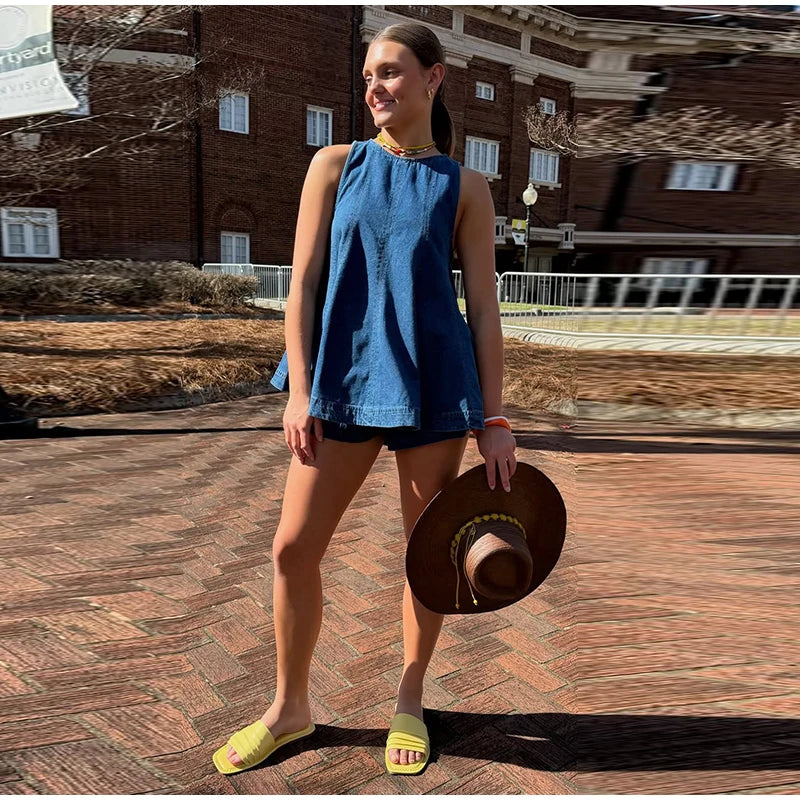 Georgia Blue Denim Top + FREE Matching Shorts