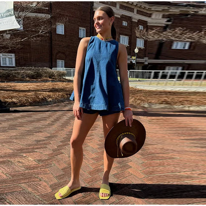 Georgia Blue Denim Top + FREE Matching Shorts