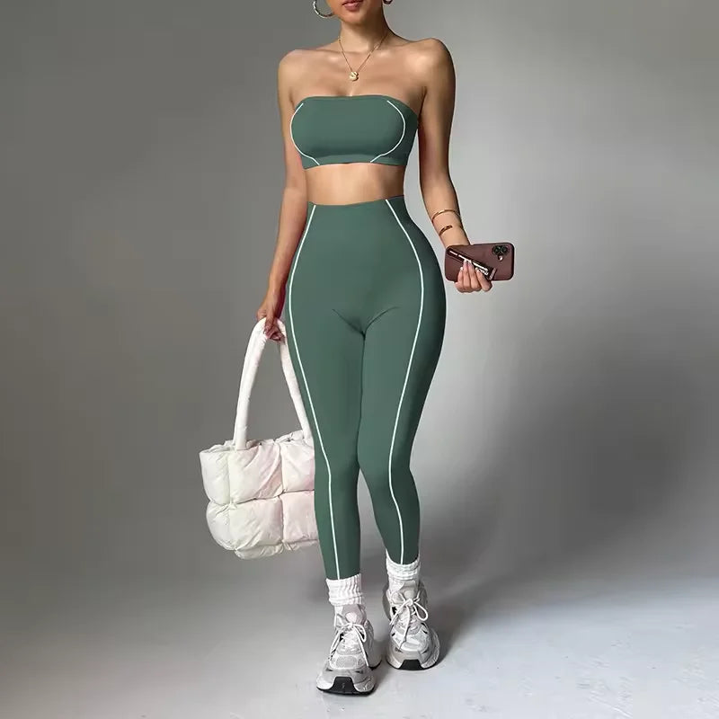 Women's Plus Size 2-Piece Yoga Set – Seamless Bra & High Waist Leggings | Pilates Activewear