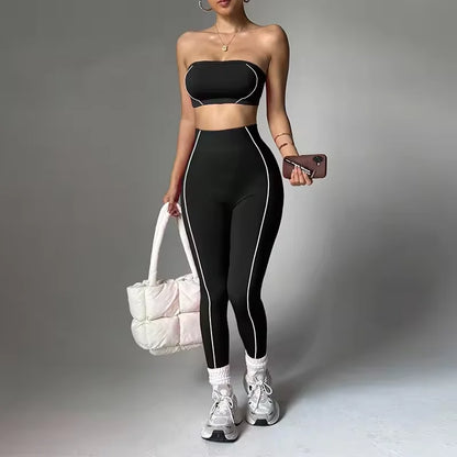 Women's Plus Size 2-Piece Yoga Set – Seamless Bra & High Waist Leggings | Pilates Activewear