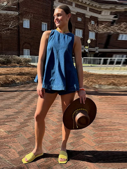 Georgia Blue Denim Top + FREE Matching Shorts