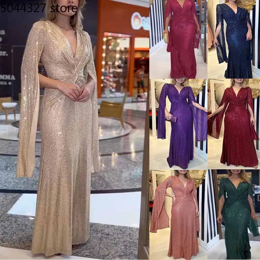 Asymmetrical Sleeves Draped Dress