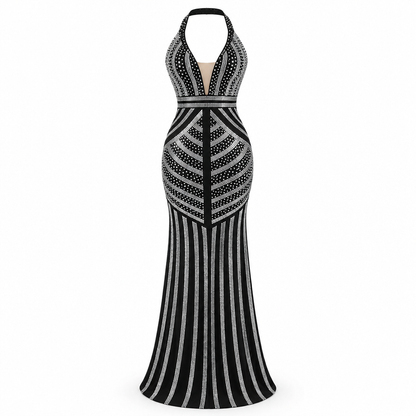 Sequin V-Back Party Maxi Dress